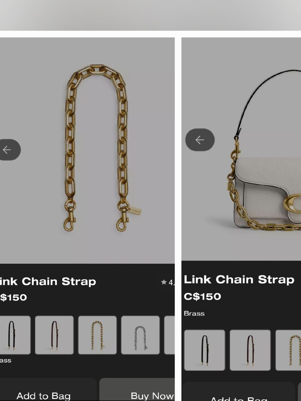 Coach Link Chain Strap For Tabby Bag Or Chunky Necklace Brass / Gold - Picture 1 of 12